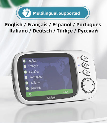 Moniteur Bébé 3.2" - Berceuses Vision Nocturne