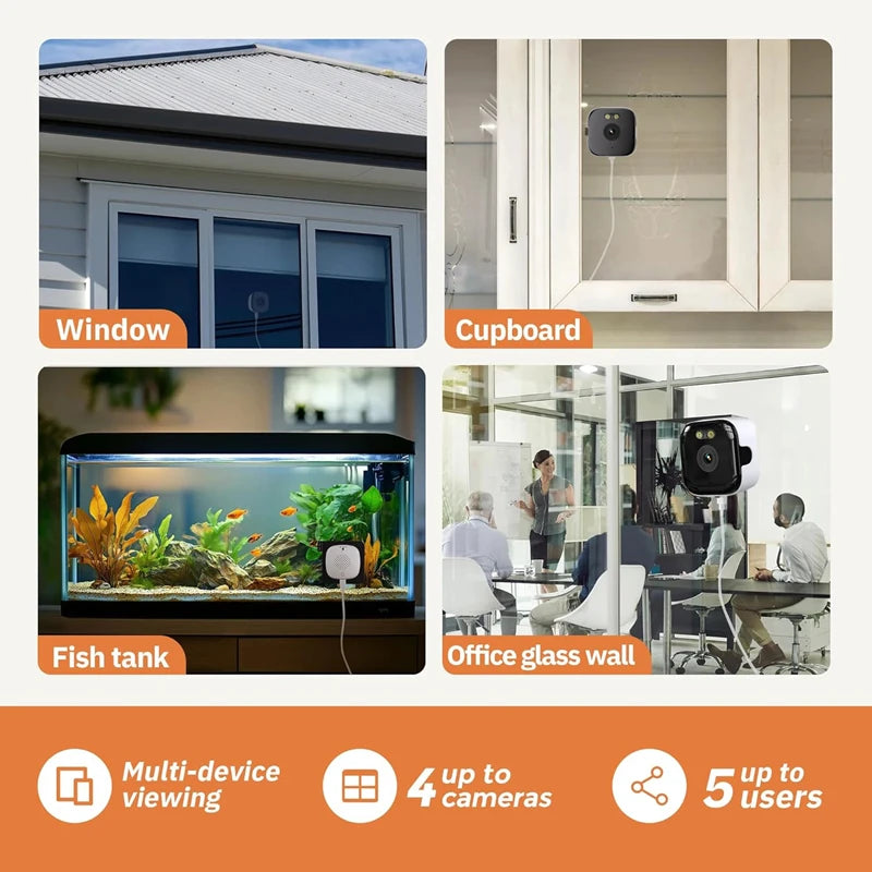 Caméra de fenêtre WiFi 6MP, 5GHz, pour la sécurité de la maison, Vision nocturne couleur, détection de mouvement, enregistrement 24/7, installation rapide