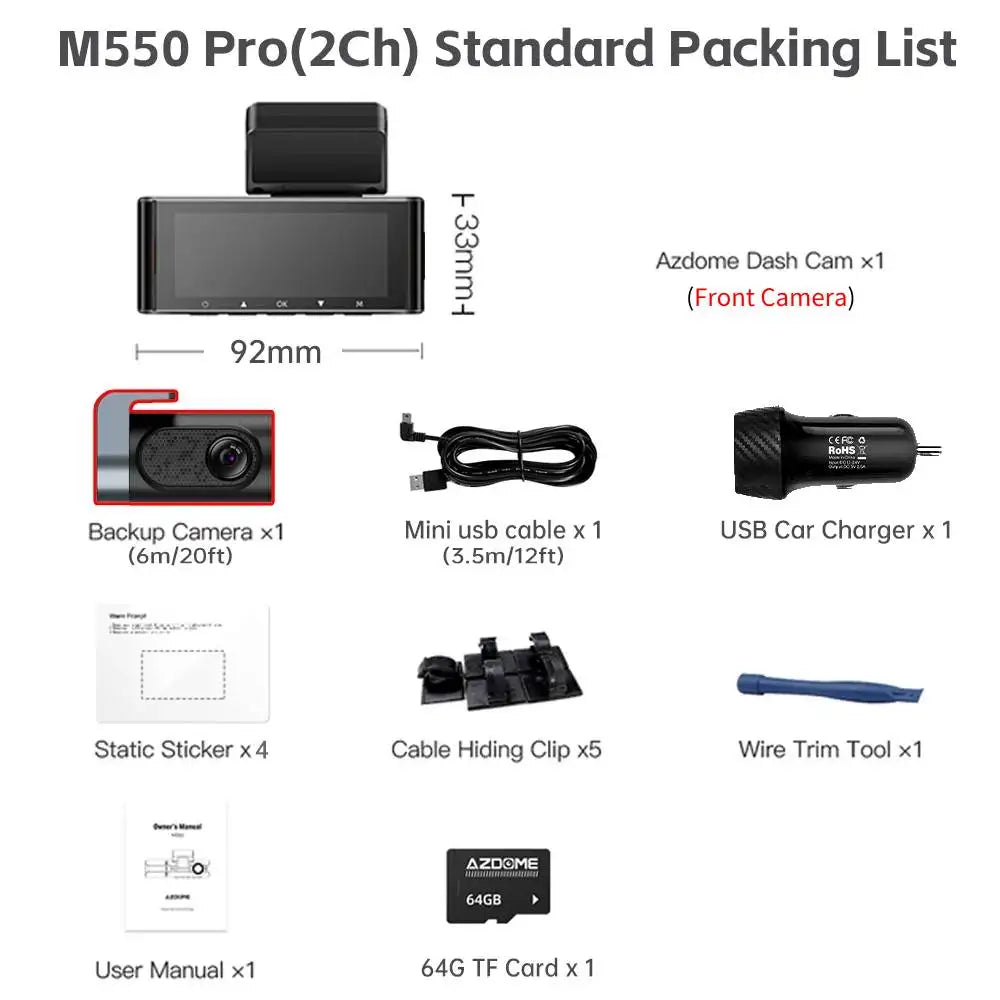 M550 Pro Dashcam 4K - GPS WiFi 3 Canaux