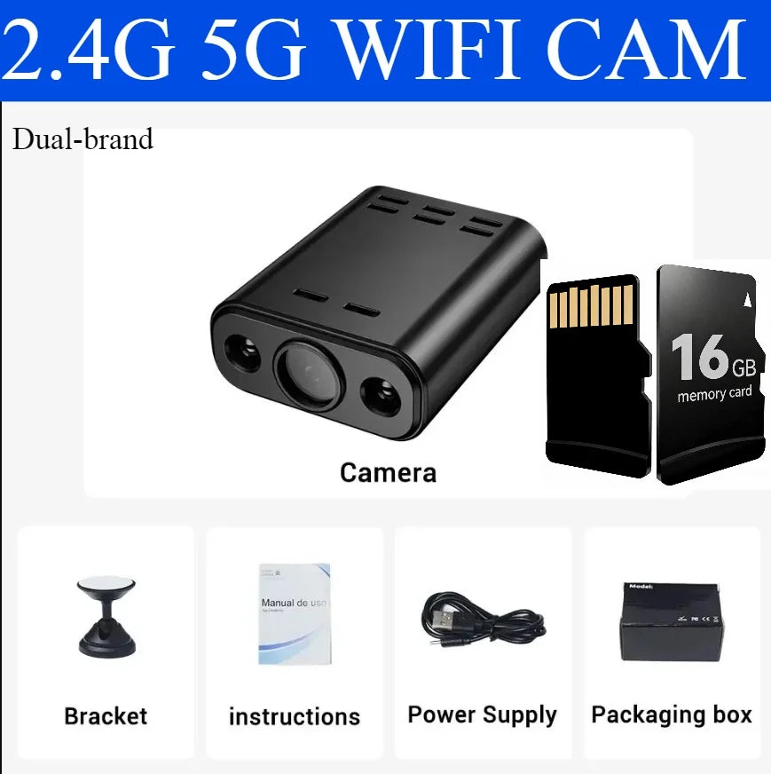 Mini caméra de sécurité intérieure 5MP, Vision nocturne, autonomie de la batterie 4H, alertes de détection de mouvement, stockage SD/Cloud, contrôle par application pour téléphone, caméra pour bébé