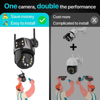 Caméra Extérieure PTZ WiFi 8MP iCSee - Double Objectif 4K, IA Suivi Auto, Audio, IP66