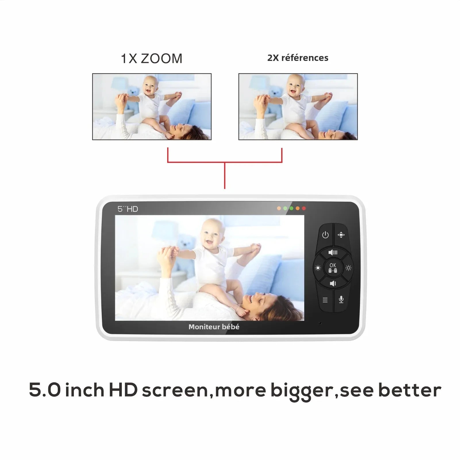 Moniteur bébé zoom 4X détails précis surveillance
