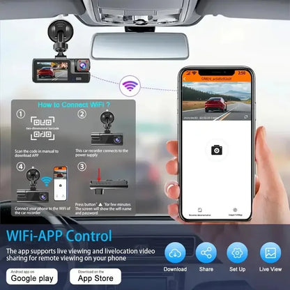 Mini Dashcam WiFi 3 Canaux - 1080P