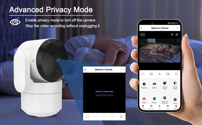 AMOROM 2K caméra intérieure 5/2.4G Wi-Fi maison Vision nocturne caméra de sécurité caméra rotative à 360 degrés AI détection de mouvement caméra IP