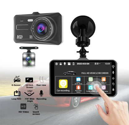 Dashcam 1080P écran LCD affichage double caméra
