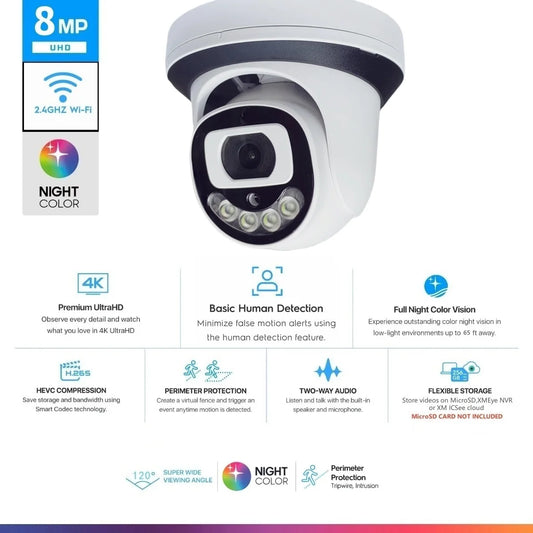 Caméra de sécurité IP 8MP Wifi Surveillance intérieure Protection à domicile CCTV 4/5MP dôme sans fil Camara vidéo intérieure Wi-Fi XM ICSee Ca