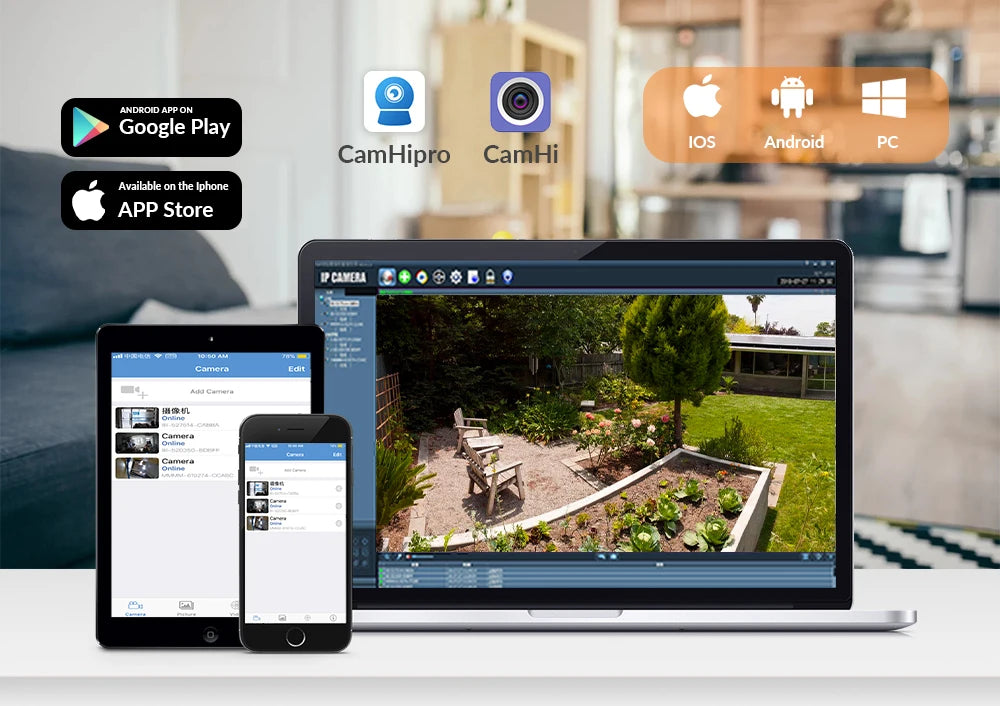 CamHi CamHipro-Caméra de surveillance intérieure IP WiFi HD 2.8mm, dispositif de sécurité domestique sans fil, avec audio bidirectionnel