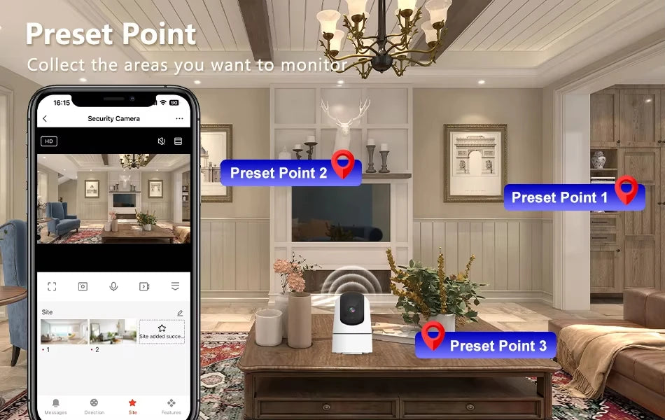 Caméra de sécurité intérieure ANSVICAM Tuya 6MP HD 5G WiFi avec zoom 6x, moniteur pour bébé, vision nocturne, détection automatique de mouvement, audio bidirectionnel