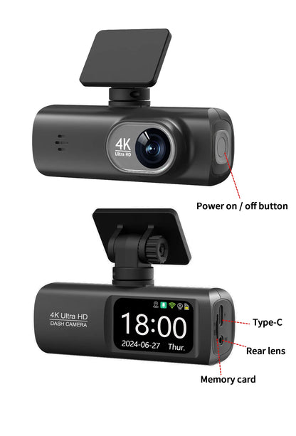 Dashcam 4K Double Objectif - GPS WiFi