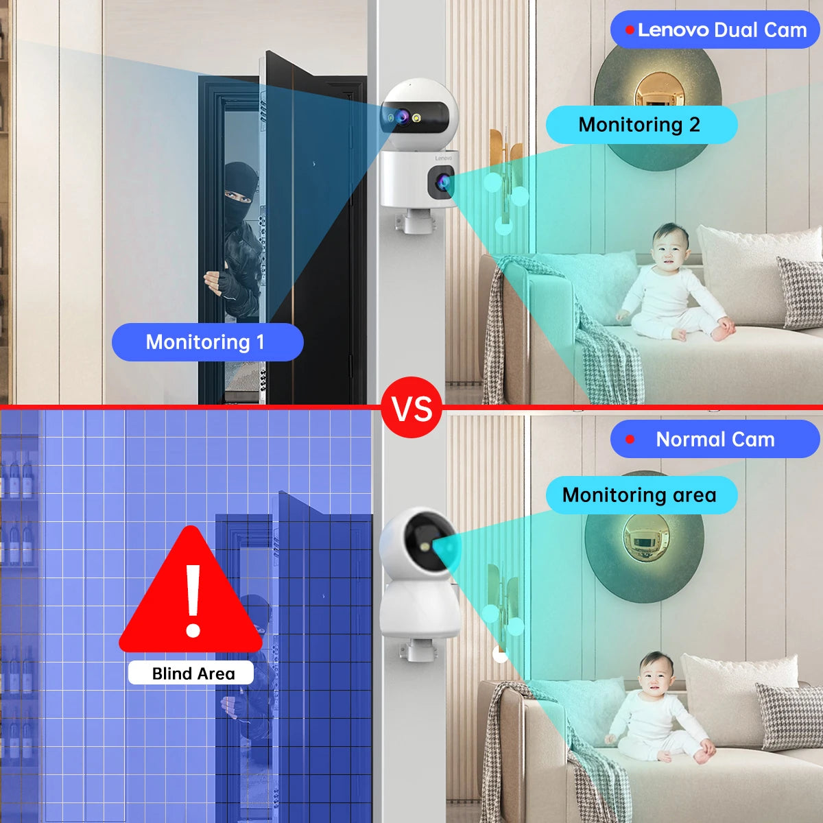 Lenovo-Caméra de surveillance IP sans fil, moniteur de sécurité pour bébé, suivi automatique, caméra de vidéosurveillance intelligente, WiFi 5G, 4K, objectif touriste, maison