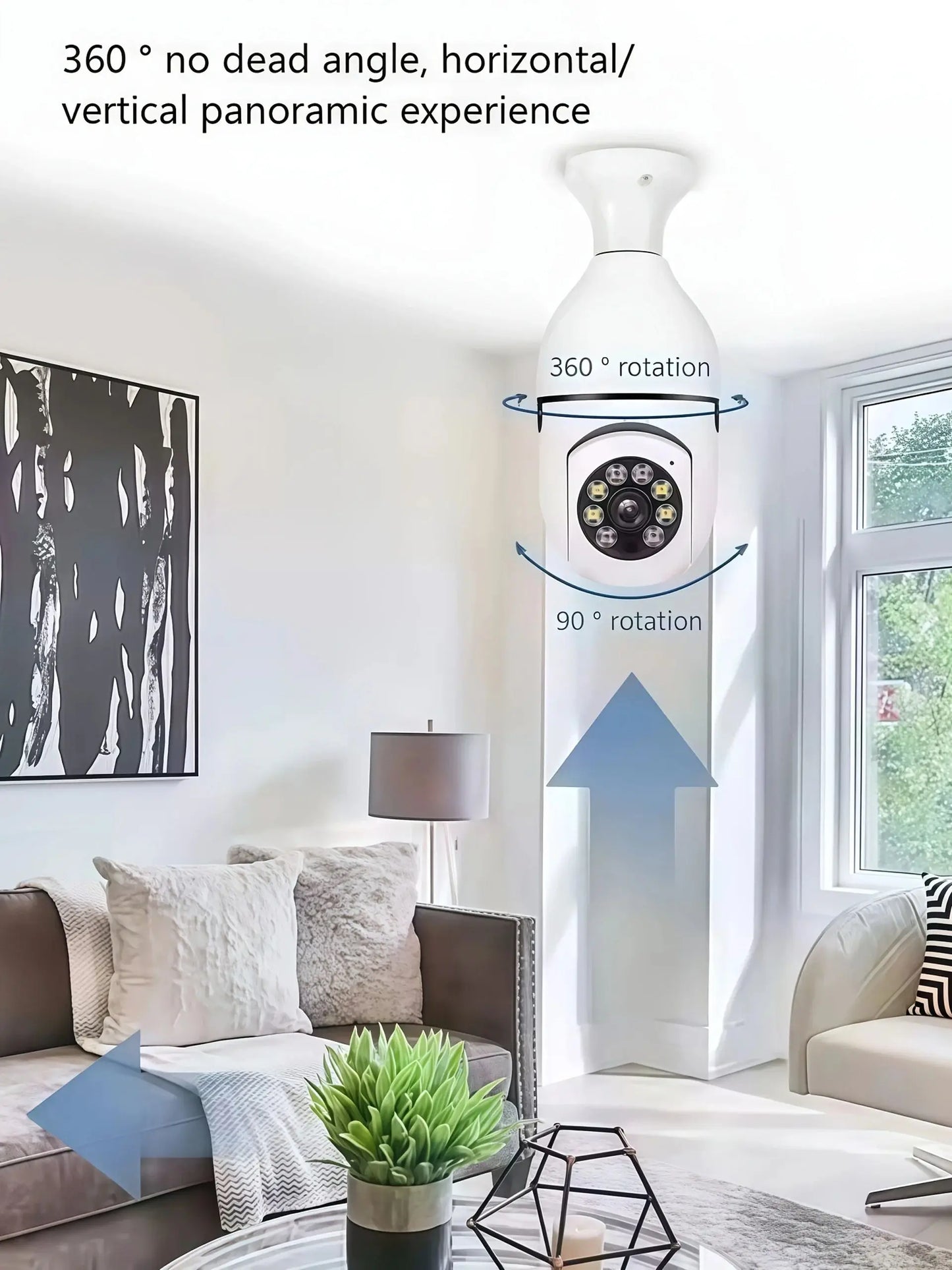 Caméra de surveillance vidéo intérieure, moniteur pour bébé, protection de la sécurité domestique, couleur intégrale, vision nocturne, suivi automatique, Wi-Fi, forme d'ampoule