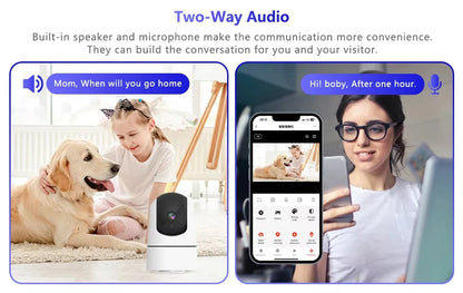 Caméra de sécurité intérieure ANSVICAM Tuya 6MP HD 5G WiFi avec zoom 6x, moniteur pour bébé, vision nocturne, détection automatique de mouvement, audio bidirectionnel
