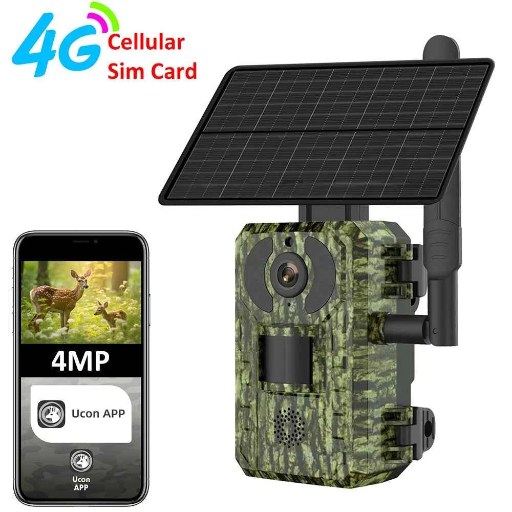 Caméra de Chasse 4G Solaire REHENT 4MP 2K - PIR, Vision Nocturne Invisible, IP66, Batterie 7800mAh