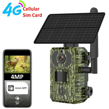 Caméra de Chasse 4G Solaire REHENT 4MP 2K - PIR, Vision Nocturne Invisible, IP66, Batterie 7800mAh