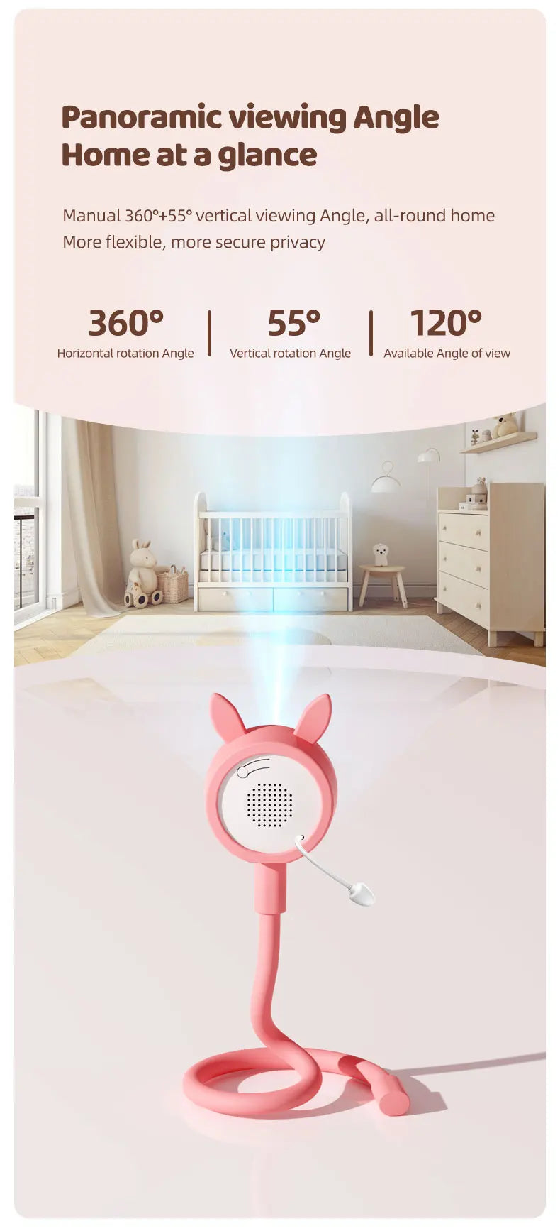 Moniteur Bébé WiFi Bluetooth - Sans Exposition Rouge