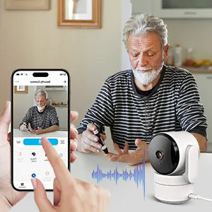 AMOROM 2K caméra intérieure 5/2.4G Wi-Fi maison Vision nocturne caméra de sécurité caméra rotative à 360 degrés AI détection de mouvement caméra IP