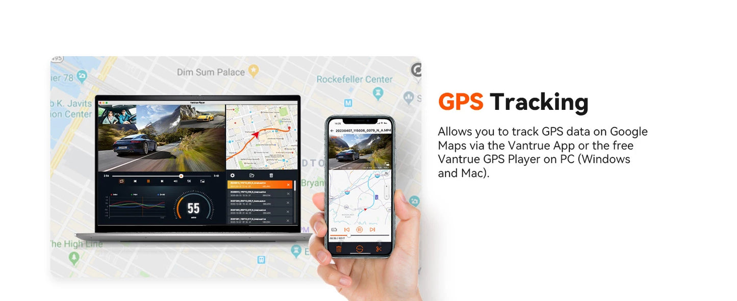Dashcam 4K 3 Canaux - GPS Intérieur