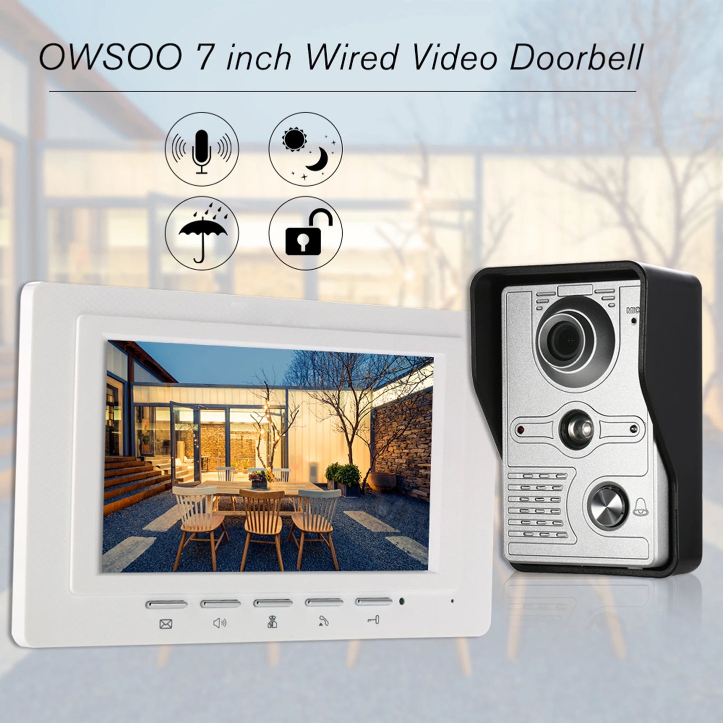 Caméra extérieure IR-CUT, sonnette vidéo filaire de 7 pouces, moniteur intérieur, interphone visuel, Audio bidirectionnel, déverrouillage à distance, visiophone