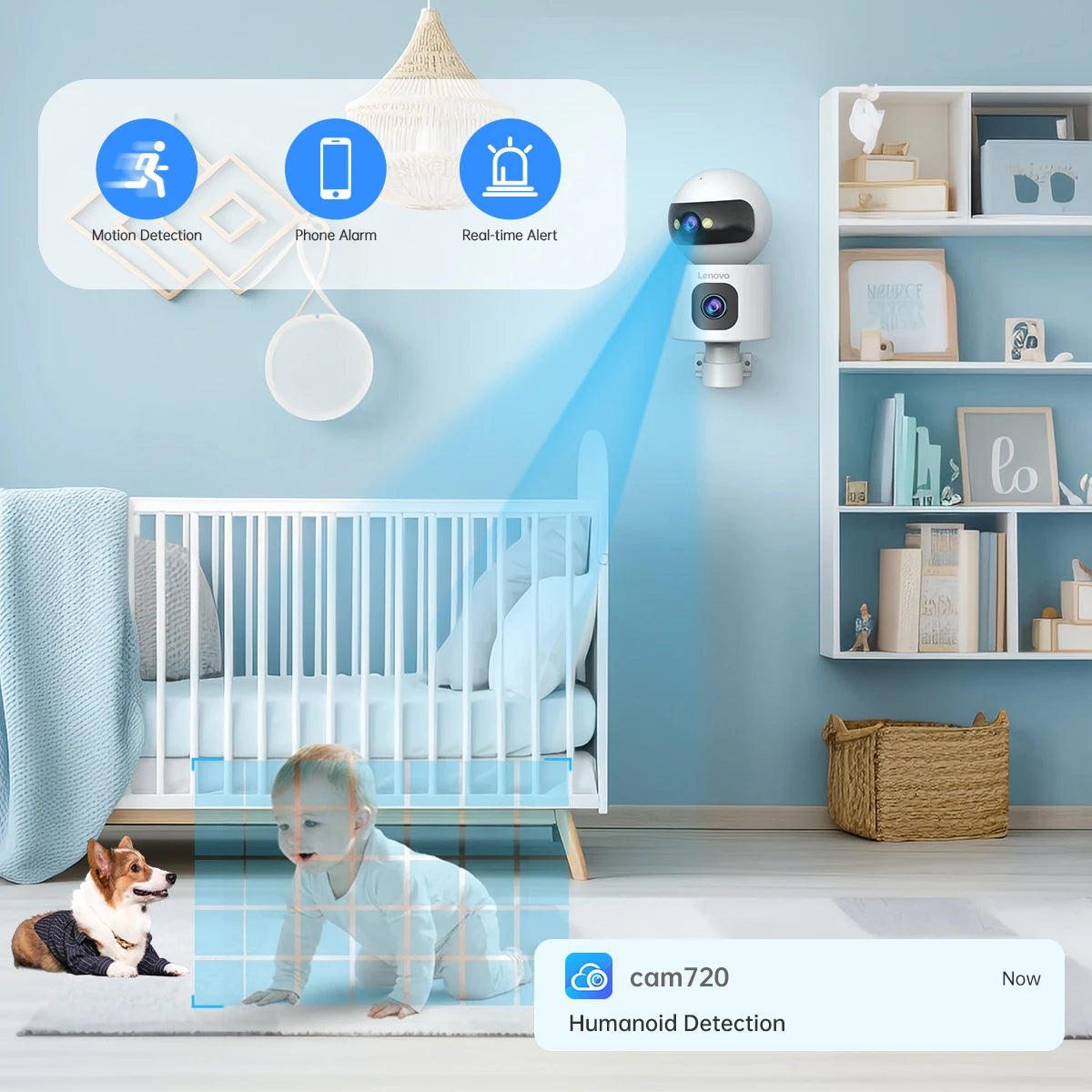 Lenovo-Caméra de surveillance IP sans fil, moniteur de sécurité pour bébé, suivi automatique, caméra de vidéosurveillance intelligente, WiFi 5G, 4K, objectif touriste, maison
