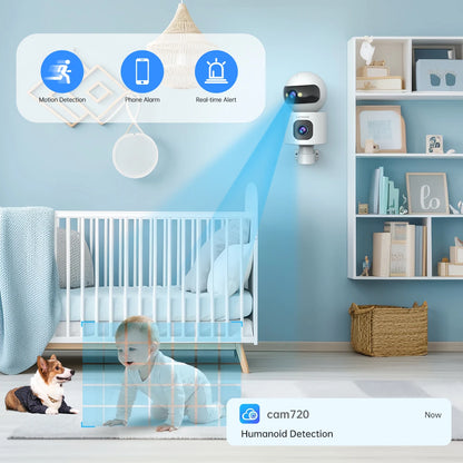 Lenovo-Caméra de surveillance IP sans fil, moniteur de sécurité pour bébé, suivi automatique, caméra de vidéosurveillance intelligente, WiFi 5G, 4K, objectif touriste, maison