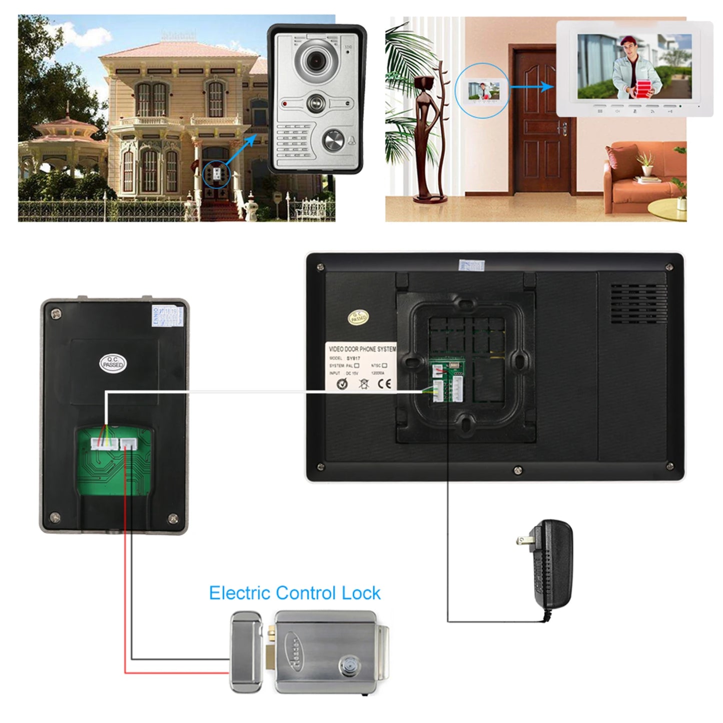 Caméra extérieure IR-CUT, sonnette vidéo filaire de 7 pouces, moniteur intérieur, interphone visuel, Audio bidirectionnel, déverrouillage à distance, visiophone