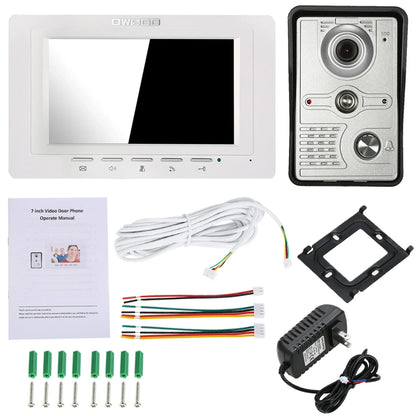 Caméra extérieure IR-CUT, sonnette vidéo filaire de 7 pouces, moniteur intérieur, interphone visuel, Audio bidirectionnel, déverrouillage à distance, visiophone