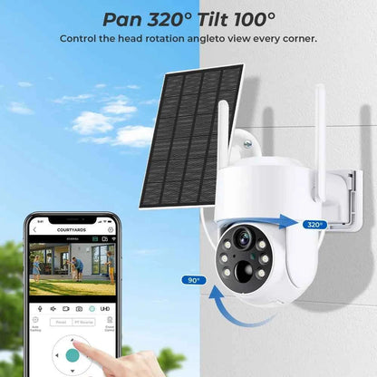 Caméra Solaire PTZ WiFi Extérieure iCsee 4MP - Batterie Intégrée, Longue Autonomie, Vision Nocturne