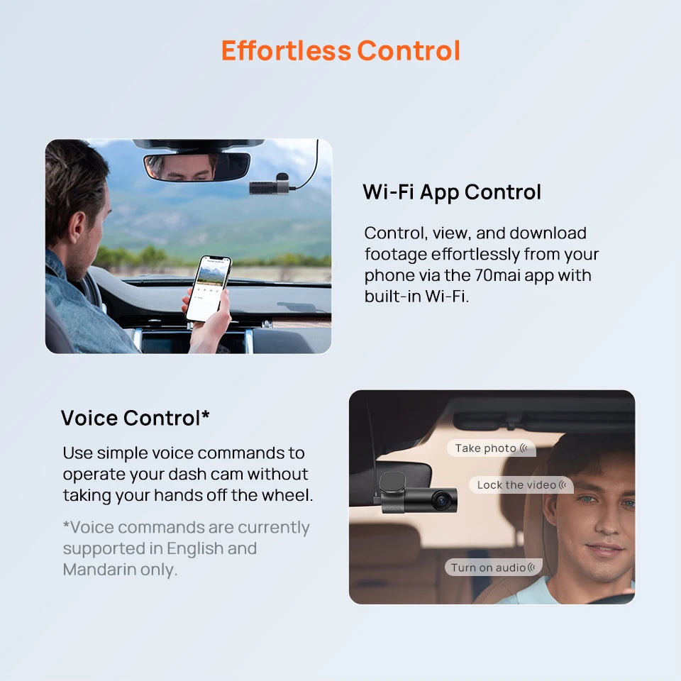 M310 Plus Dashcam 2K - Commande Vocale