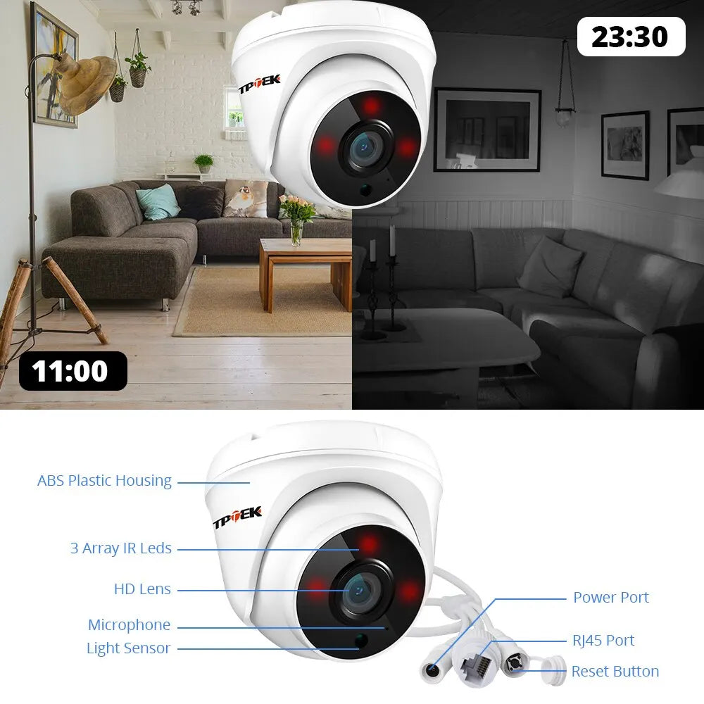 CamHi CamHipro-Caméra de surveillance intérieure IP WiFi HD 2.8mm, dispositif de sécurité domestique sans fil, avec audio bidirectionnel