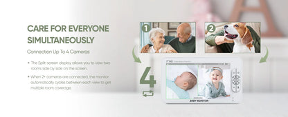 Moniteur Bébé 7" 1080P - 2 Caméras Écran Divisé