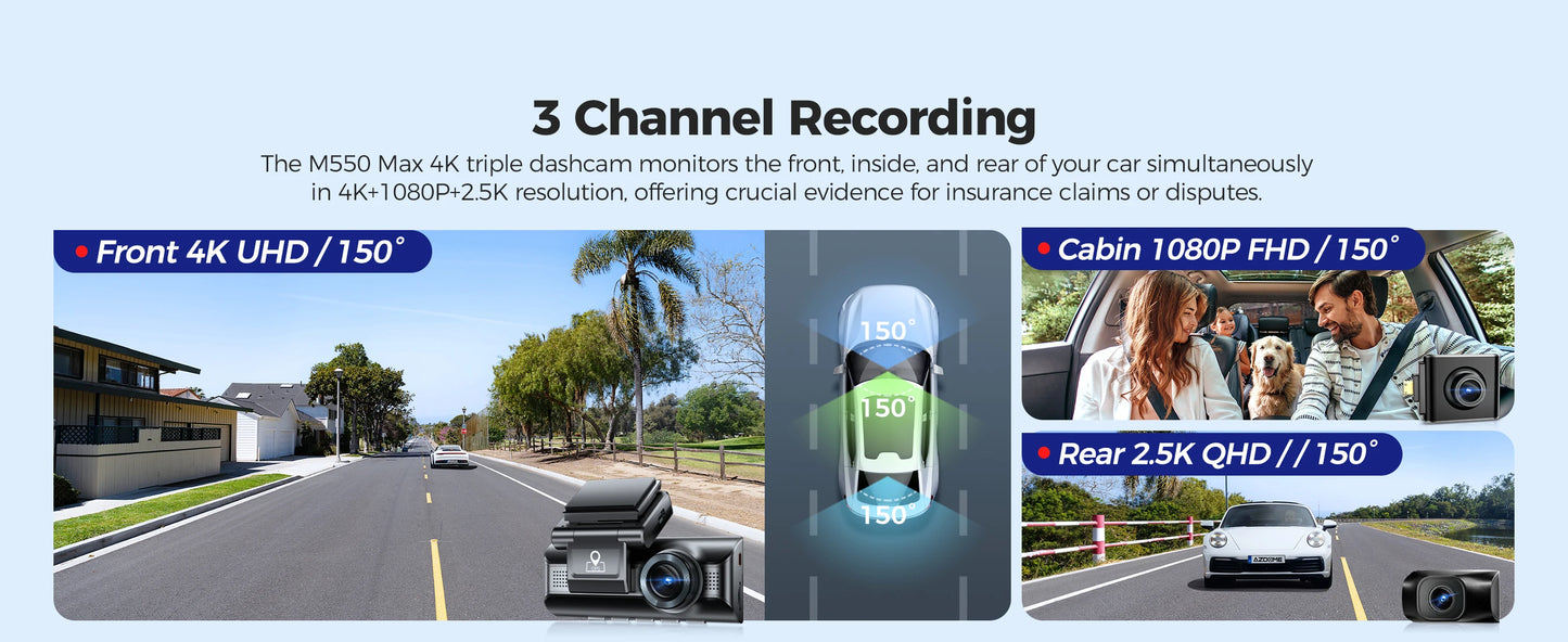M550 Max Dashcam 4K - GPS WiFi 150°