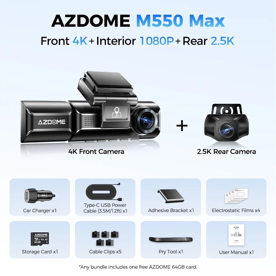 M550 Max Dashcam 4K - GPS WiFi 150°