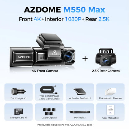 M550 Max Dashcam 4K - GPS WiFi 150°