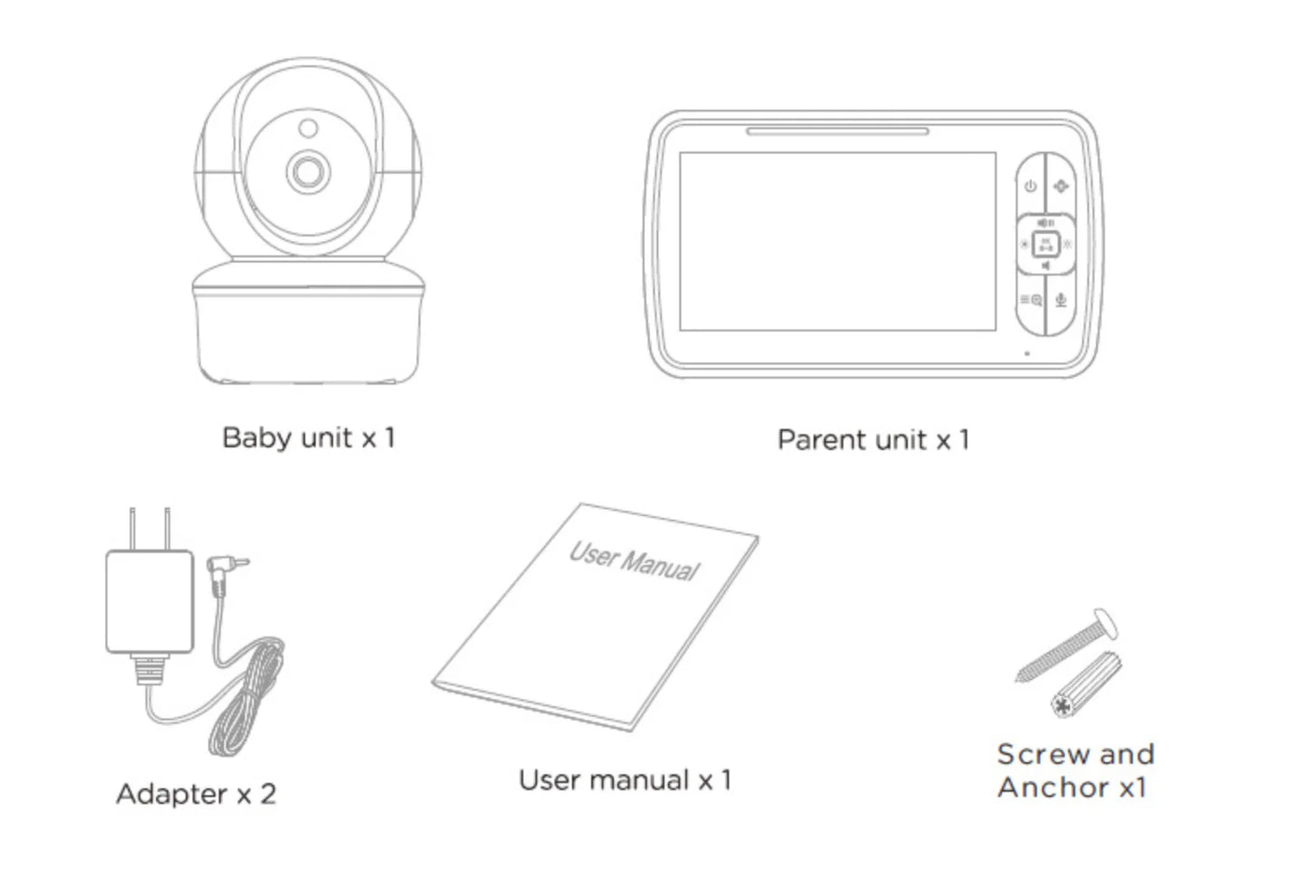 Pack moniteur bébé Babystar caméra PTZ accessoires
