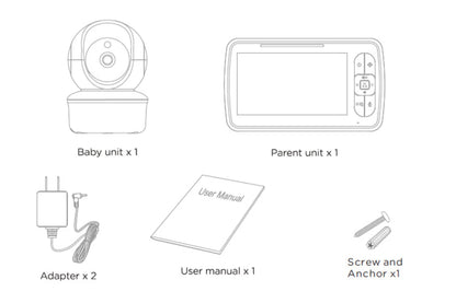 Pack moniteur bébé Babystar caméra PTZ accessoires
