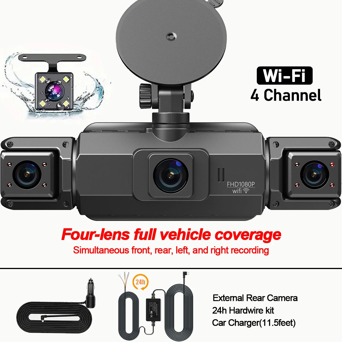 Dashcam 360° 4 Canaux - WiFi Parking 24H