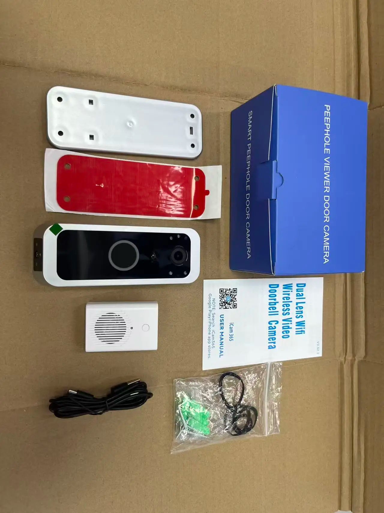 Sonnette vidéo IP WiFi iCam365 APP 2MP 1080P à double objectif, faible consommation, caméra de porte, visiophone, judas électronique