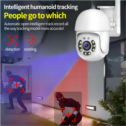 Caméra Extérieure PTZ Tuya WiFi 5G 4MP - IP66, Vision Nocturne, Détection Mouvement, Sans Fil