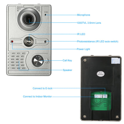 Caméra extérieure IR-CUT, sonnette vidéo filaire de 7 pouces, moniteur intérieur, interphone visuel, Audio bidirectionnel, déverrouillage à distance, visiophone