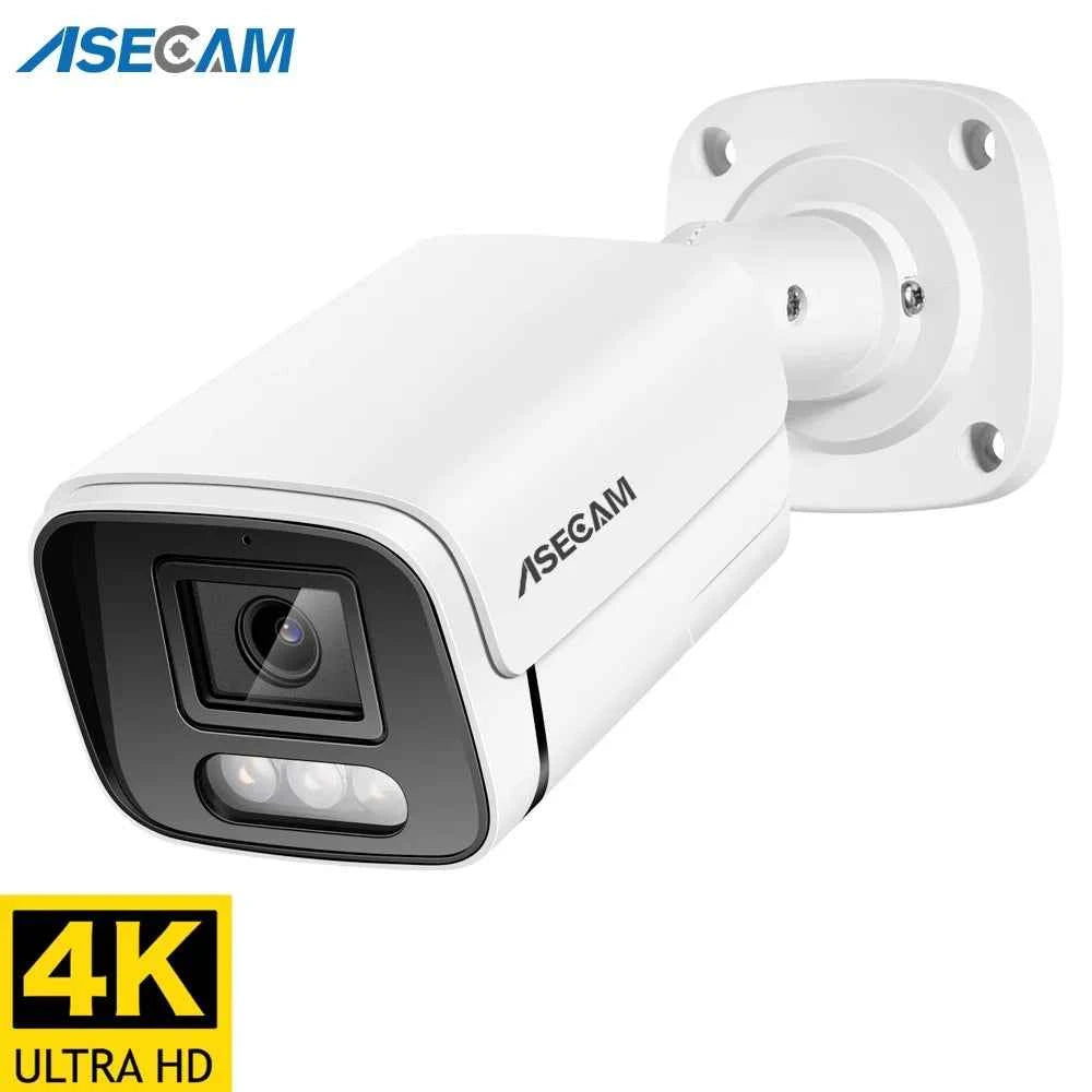 Caméra Bullet Extérieure POE ASECAM 8MP 4K - ONVIF H.265, Vision Nocturne 50m, IP67, Boîtier Métal