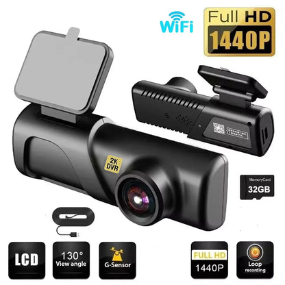 Dashcam 2K 1440P WiFi commande vocale mains libres
