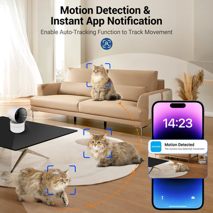 AMOROM 2K caméra intérieure 5/2.4G Wi-Fi maison Vision nocturne caméra de sécurité caméra rotative à 360 degrés AI détection de mouvement caméra IP
