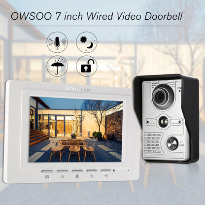 Caméra extérieure IR-CUT, sonnette vidéo filaire de 7 pouces, moniteur intérieur, interphone visuel, Audio bidirectionnel, déverrouillage à distance, visiophone