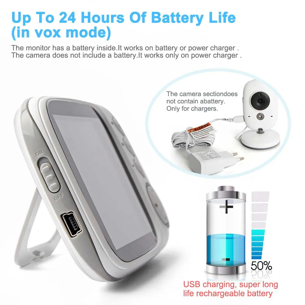 Caméra de surveillance vidéo 3.5 pouces avec vision nocturne 2.4G