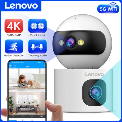 Lenovo-Caméra de surveillance IP sans fil, moniteur de sécurité pour bébé, suivi automatique, caméra de vidéosurveillance intelligente, WiFi 5G, 4K, objectif touriste, maison
