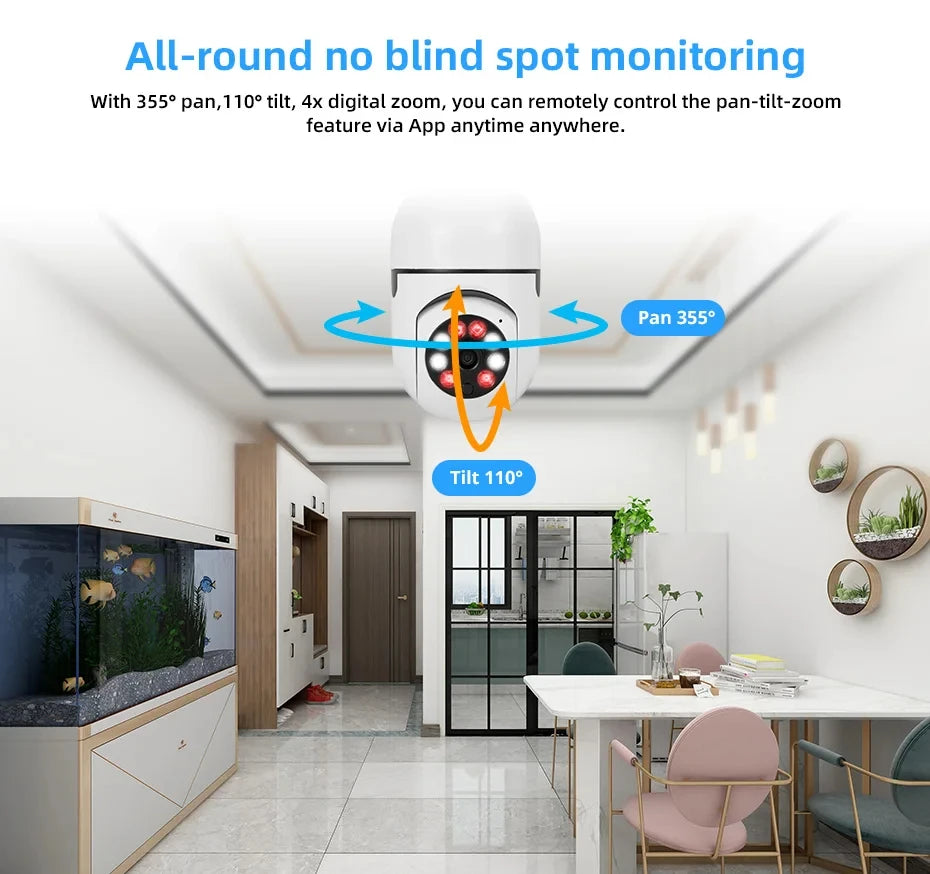 Caméra de surveillance 2026 avec vision nocturne couleur, suivi automatique des personnes, zoom, moniteur de sécurité intérieur, caméra IP Wi-Fi mini