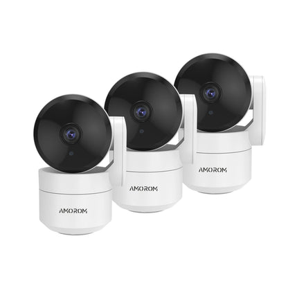 AMOROM 2K caméra intérieure 5/2.4G Wi-Fi maison Vision nocturne caméra de sécurité caméra rotative à 360 degrés AI détection de mouvement caméra IP
