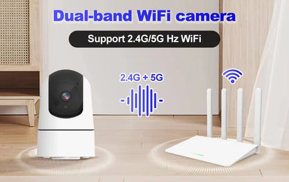 Caméra de sécurité intérieure ANSVICAM Tuya 6MP HD 5G WiFi avec zoom 6x, moniteur pour bébé, vision nocturne, détection automatique de mouvement, audio bidirectionnel